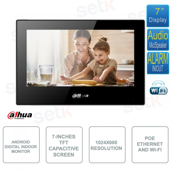 VTH5321GB-W - Monitor interior Android de 7 pulgadas - Ethernet y WiFi - Pantalla táctil capacitiva