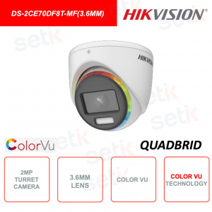 DS-2CE70DF8T-MF (3.6mm) - HIKVISION - Caméra Tourelle 4en1 - 2MP - Série Couleur Vu - Objectif 3.6mm