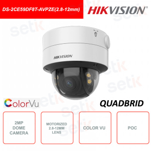 DS-2CE59DF8T-AVPZE (2.8-12mm) - HIKVISION - PoC Dome Camera - Color Vu Series - 2.8-12mm Lens - WDR 130dB