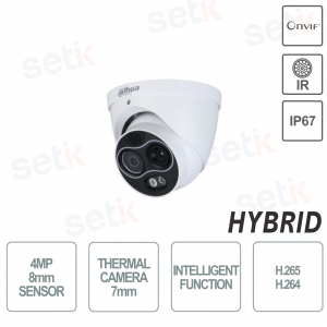 Cámara Térmica Híbrida 8mm 4MP Inteligencia artificial Onvif PoE Dahua