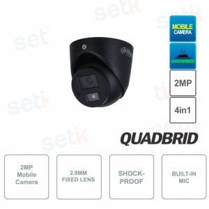HAC-HDW3200G-M-S5 - Caméra dôme mobile pour véhicules - 4en1 - 2MP - Objectif 2.8mm - Smart IR 20m - Microphone - Antichoc