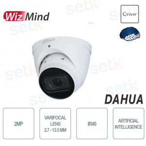WizMind EyeBall Dome Camera Artificial Intelligence 2MP Sensor 2.7-13.5 mm Optical Onvif Poe IR40 IP67