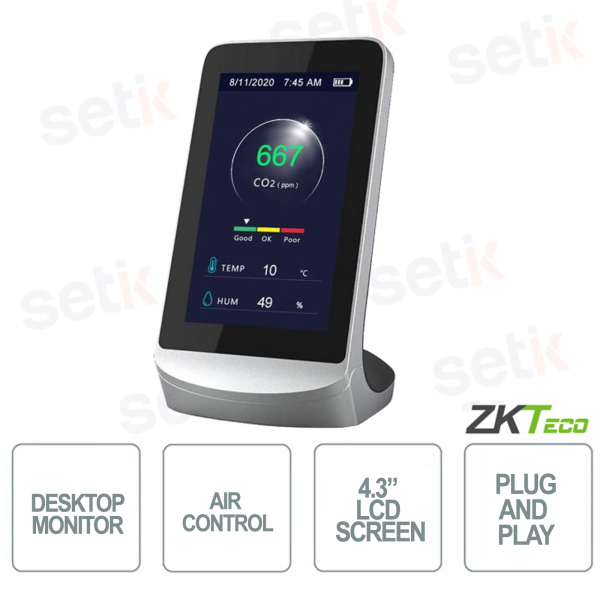 ZKTECO - Multifunctional detector monitor for air quality control - 4.3 Inch screen