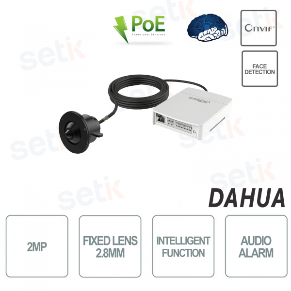 Dahua - KIT caméra réseau WizMind sténopé secrète 2MP optique 2.8mm Onvif PoE fonctions Audio intelligentes/Allrme