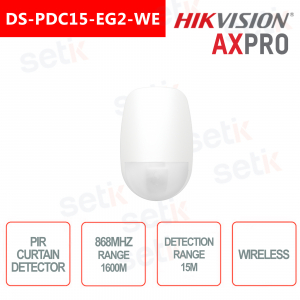 Détecteur de mouvement de rideau sans fil Hikvision AXPro PIR 868Mhz 15M