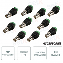 10x Female Video Connectors JACK - BNC for CCTV CCTV