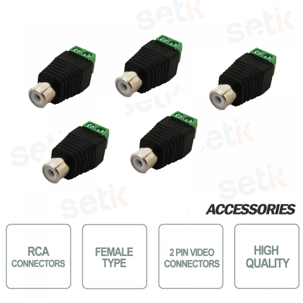 Connecteur RCA femelle 2 broches pour vidéosurveillance audio/vidéo