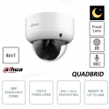 Dahua - Cámara domo 4en1 - 2MP - Lente 3.6mm - Starlight - Smart IR 40m - Exterior - Micrófono