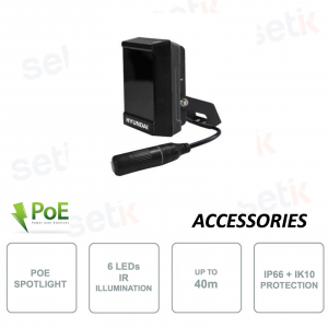 High power vandal-proof beacon - PoE - 6 IR LEDs up to 40m - 45 degree opening