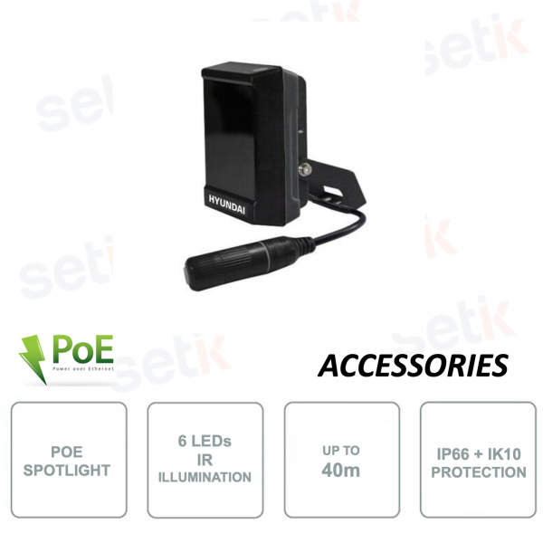Baliza antivandálica de alta potencia - PoE - 6 LEDs IR hasta 40m - Apertura 45 grados