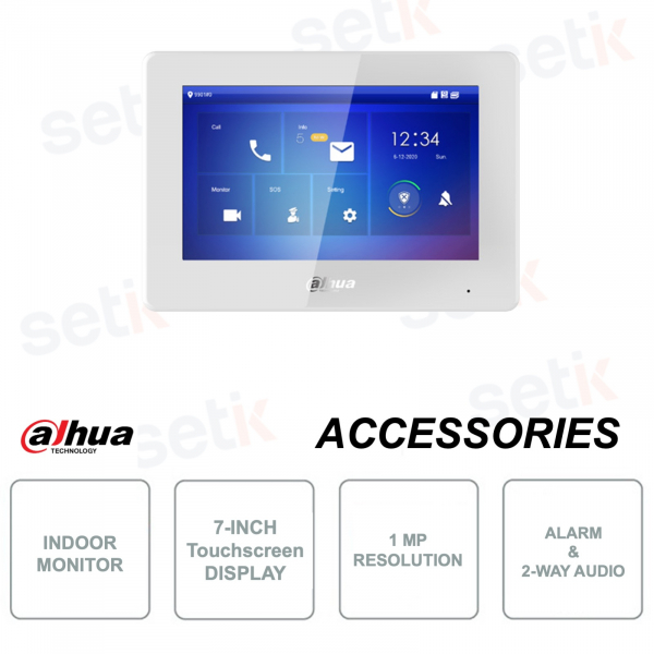 IP-PoE-ONVIF®-Monitor für den Innenbereich – 2 Drähte – kapazitiver 7-Zoll-TFT-Touchscreen