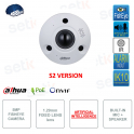 Telecamera IP PoE ONVIF® 12MP Fisheye - Ottica fissa 1.29mm - IR 10m - Intelligenza artificiale e Video Analisi