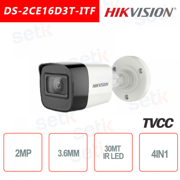Telecamera Hikvision 2MP Bullet Camera HD Turbo HD-TVI 4in1 3.6mm IR