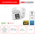 Cámara Turret ColorVu 8mp IP PoE - Fija - Doble lente 4mm - IR40m