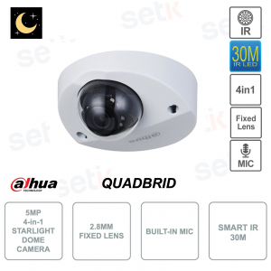 Cámara domo Starlight de 5 MP - Conmutable 4 en 1 - Lente de 2,8 mm - Micrófono - Versión S2