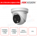 Cámara de torreta de biespectro térmico Hikvision de 2,1 mm y análisis de video PoE IP66 visible de 2,2 mm
