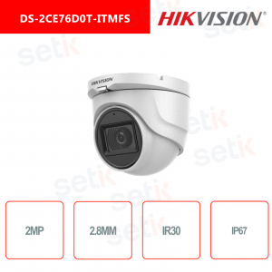 Tourelle fixe audio Hikvision 4in1 2MP 2.8mm IP67 IR30