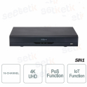 XVR Dahua 16 canaux Hdcvi 4K Ahd TVi CVbs Ip H.265 Wizsense AI IVS SMD Plus