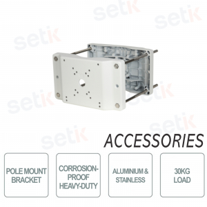 Dahua Pole mount for cameras, in steel and aluminum, anti-corrosion, capacity 30Kg, silver gray color