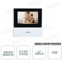 Moniteur interne IP et WIFI Dahua SIP 4,3 pouces Touch PoE
