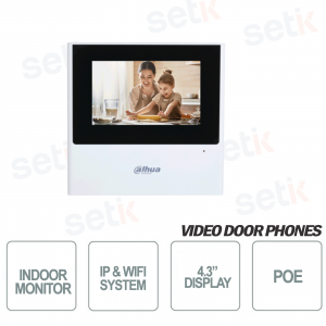 Postazione interna IP e WIFI Dahua Monitor SIP 4.3 Pollici Touch PoE