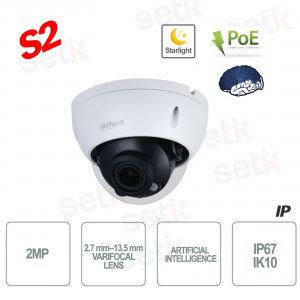Caméra IP AI ONVIF® PoE 2MP Varifocal Starlight Optics Intelligence Artificielle - S2
