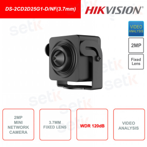 Telecamera IP Mini Network - 2MP - Ottica 3.7mm - Audio - WDR 120dB - Video Analisi