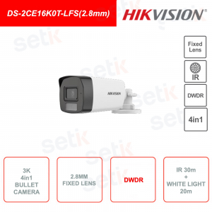 Cámara Mini Bullet 4en1 - 3K - Lente 2.8mm - IR 30m y Luz Blanca 20m - IP67