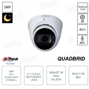 Telecamera Eyeball Starlight 2MP - 2.7-13.5mm Motorizzata - Microfono