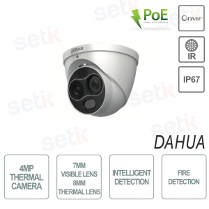 Dahua Bullet Therma Camera 4MP Visible lens 8mm Thermal lens 7mm IR30 Audio Alarm IP67