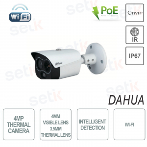 Dahua Bullet Thermal Camera Wi-Fi 4MP Visible lens 4mm Thermal lens 3.5mm IR30 Alarm IP67