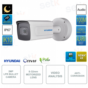 POE IP Camera ONVIF® 2MP - 8-32mm - LPR - Video Analysis - Smart IR 100m