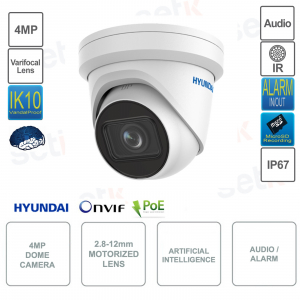 Teecamera Dome IP POE ONVIF® - 4MP - 2.8-12mm - Intelligenza artificiale - IR 40m