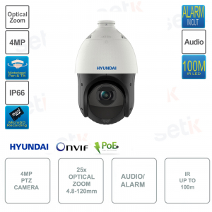 Telecamera IP POE ONVIF® PTZ 2MP - Intelligenza artificiale - IP66 - IR 100m