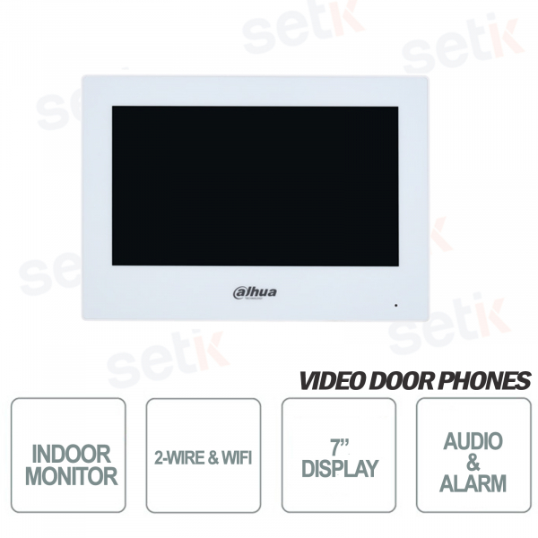 Interne Station 2 Drähte und WIFI Dahua Monitor SIP 7 Zoll Touch Weiß