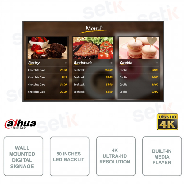 Digital Billboard - 50 Zoll - LED - 4K - Interner Player - 8ms