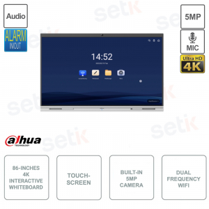 Tableau blanc intelligent - 86 pouces - Écran tactile 4K Ultra HD - Sans fil - DLED