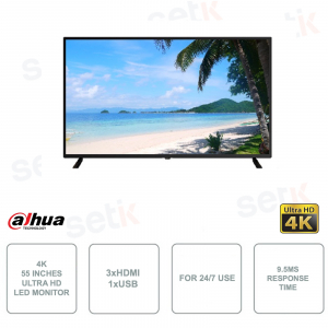 UHD 4K Ultra HD LED Monitor - 55 Inch - 9.5ms - For continuous use 24-7