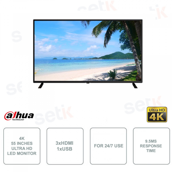 Monitor LED UHD 4K Ultra HD - 55 Pulgadas - 9.5ms - Para uso continuo 24-7