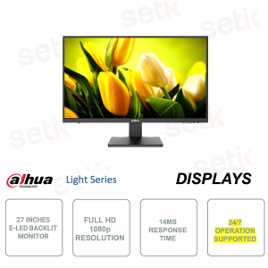 Moniteur E-LED 27 pouces - Full HD 1080p - 14 ms - 75 Hz - 16,7 millions de couleurs