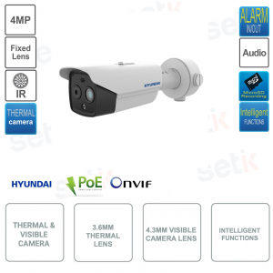 POE ONVIF® IP camera - Thermal and visible - 3.6mm thermal lens - 4.3mm visible lens