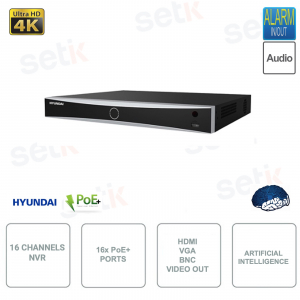 IP POE NVR - AIsense - 16 canales - Hasta 12MP - POS - Inteligencia artificial - 16 puertos PoE+