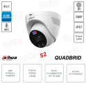 Caméra globe oculaire 5MP - 4en1 - Dissuasion active - Objectif 3,6 mm - Microphone - S2