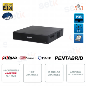 XVR IP ONVIF® - 16 canaux - 5en1 - 16 canaux IP et 16 canaux analogiques - Intelligence artificielle