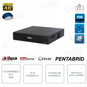 XVR IP ONVIF® - 16 canali - 5in1 - Fino a 12MP - 16 canali IP e 16 canali analog - Intelligenza artificiale