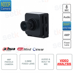 4MP ONVIF® IP camera - 2.8mm fixed lens - Video Analysis - Microphone