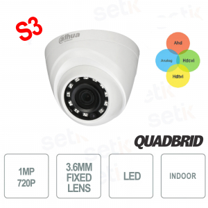 Caméra Dahua HDCVI 1MP avec Smart IR 20 m, multiformat, vision nocturne et installation Plug & Play