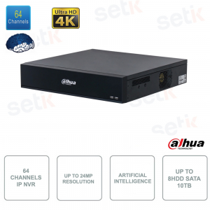 NVR IP ONVIF® - 64 canali - Fino a 24MP - Intelligenza artificiale - Fino a 8HDD