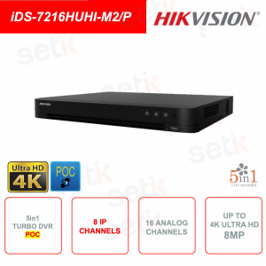 Turbo DVR 5in1 - IP ONVIF® POC - 8 canali IP - 16 analogici