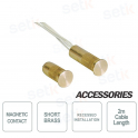 Contatto magnetico CSA da incasso corto in ottone - Cavo lungo 2.0m